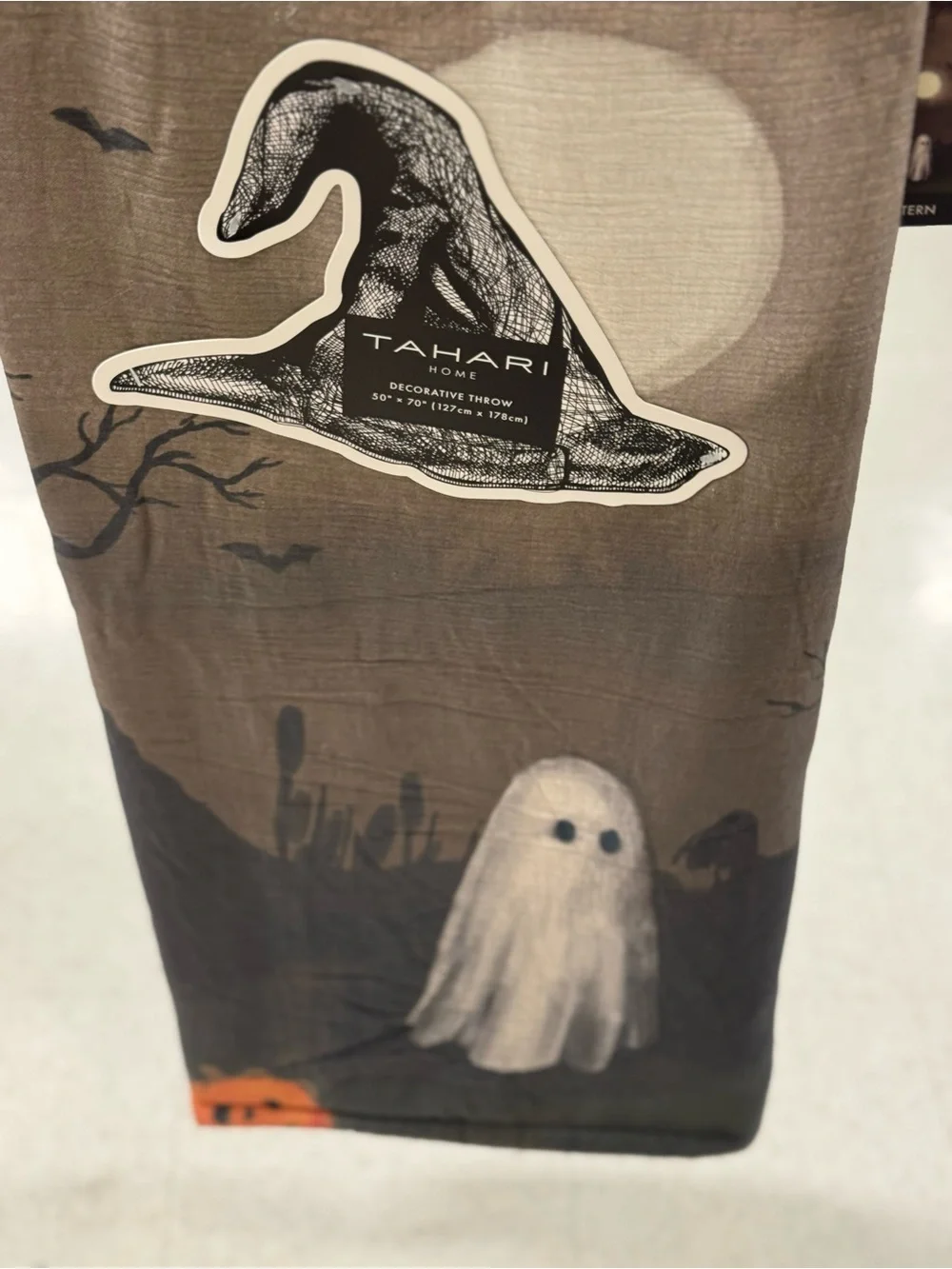 Tahari Halloween Decorative Throw - Gray, Black, White, Orange